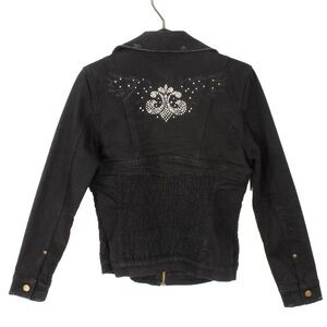 Vintage 2000s Y2K Dereon Beyoncé Black Angel Grunge Rhinestone Denim Jacket
